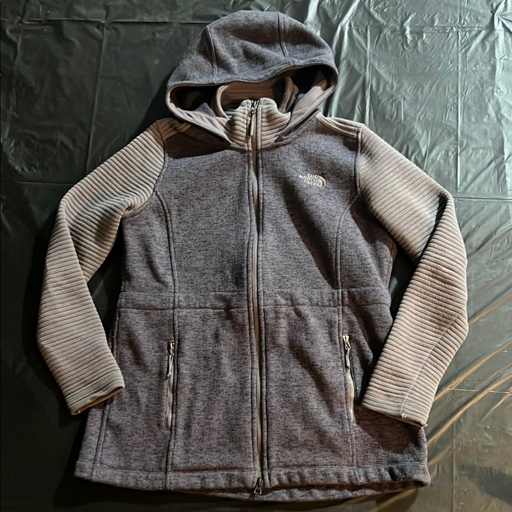 North Face Gray Color-Block Zip-Up Hoodie